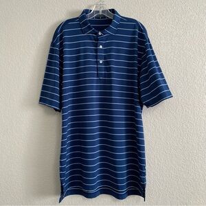 Turtleson Shirt Mens L Golf Polo Performance Striped Short Sleeve Blue Preppy